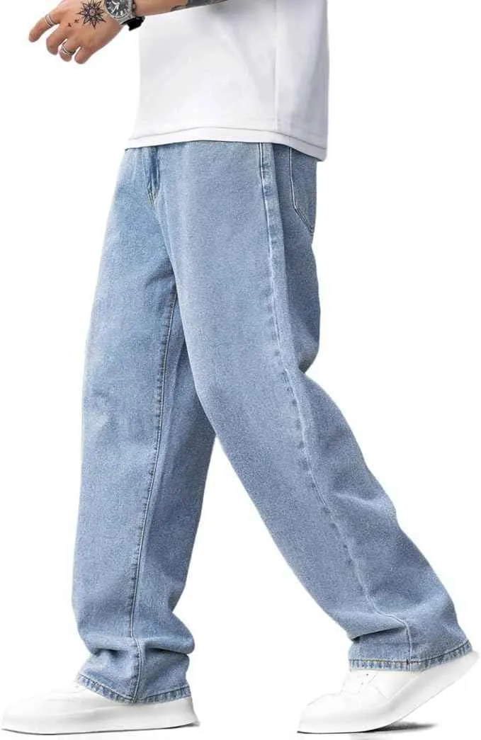 Nouveaux pantalons baggy en denim à jambes larges pour hommes, en coton 100%, respirants, de haute qualité, vente en gros personnalisée